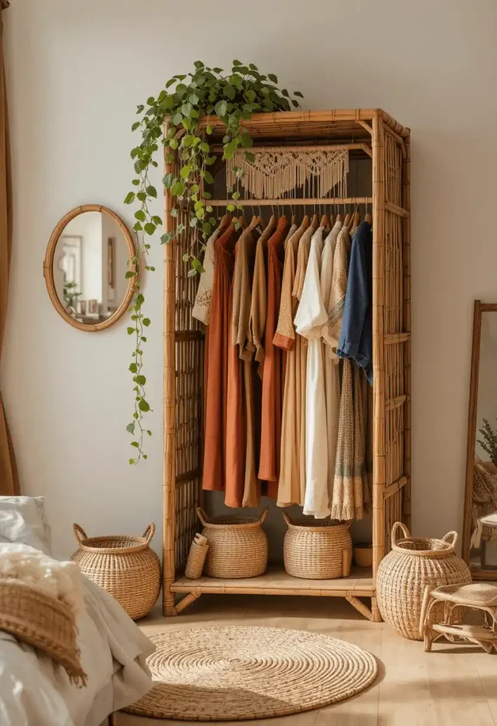 The Boho Wardrobe With Macramé, Rattan and Open Shelving