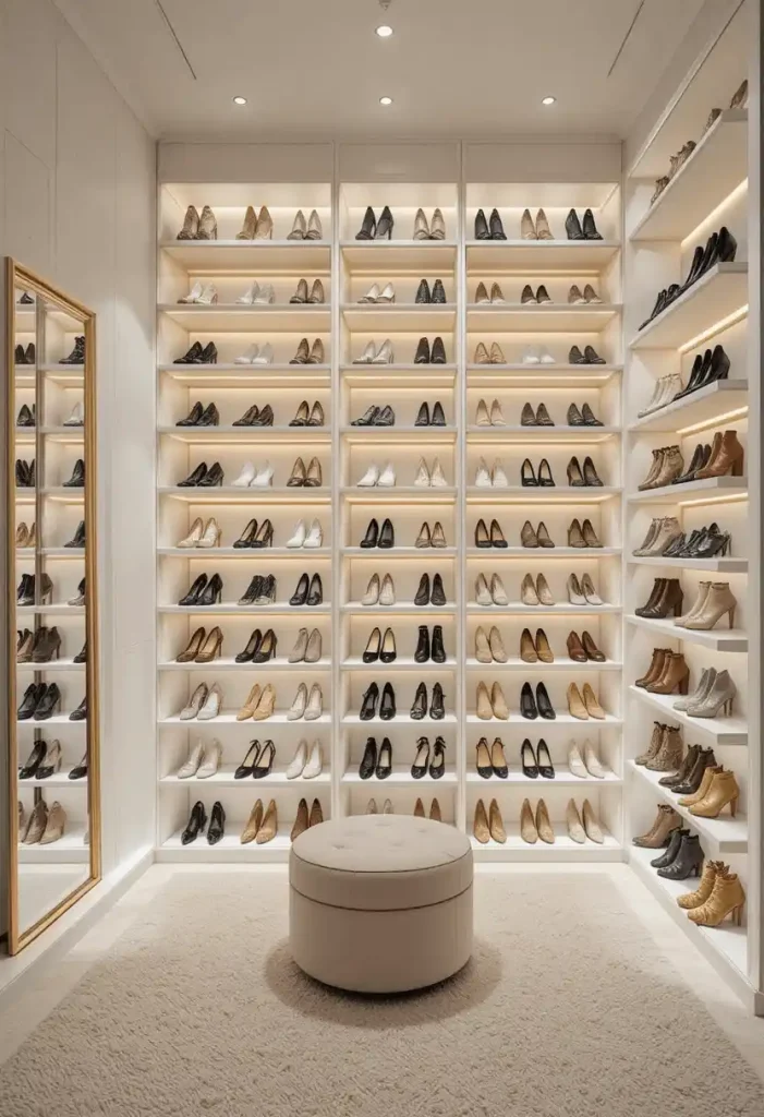 The Luxury Shoe Wall Display With LED Lighting