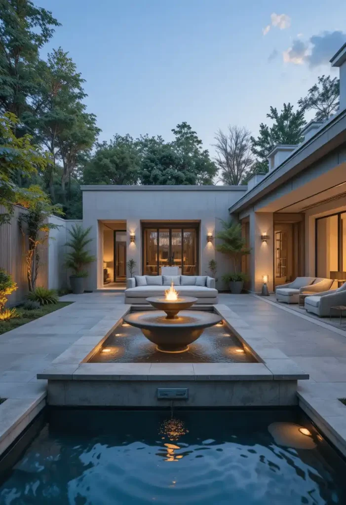 Patio with Water Feature Design