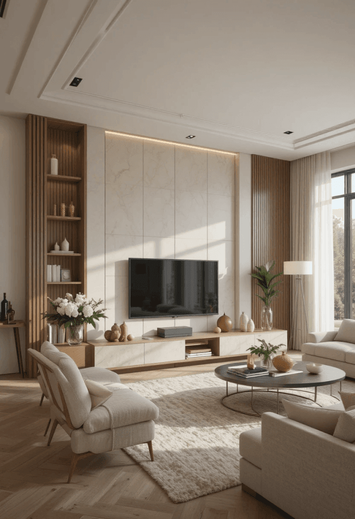 How to Use Neutral Decor for an Elegant TV Area