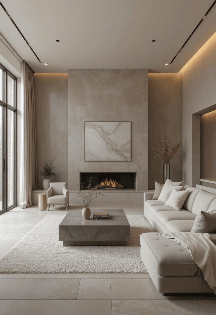 Warm Greige Contemporary Living Room