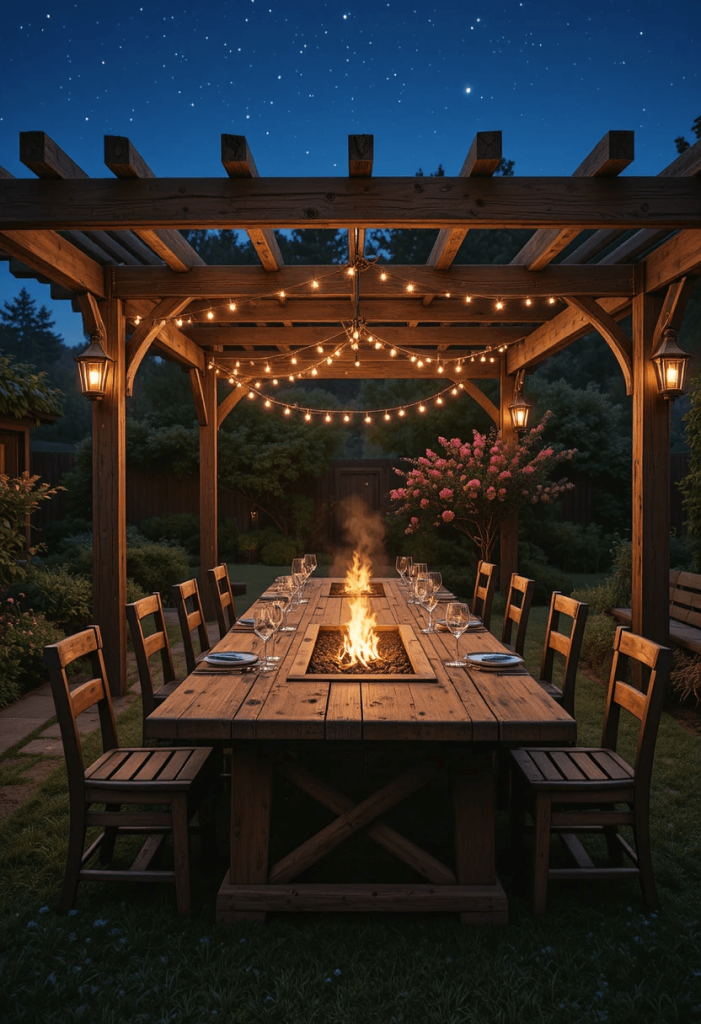 Backyard Fire Pit Dining Room Under the Stars