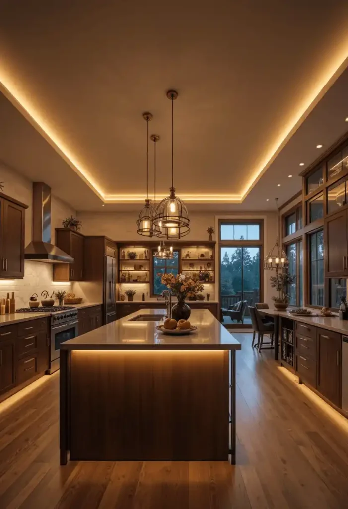 Soft Lighting Open Kitchen Mood