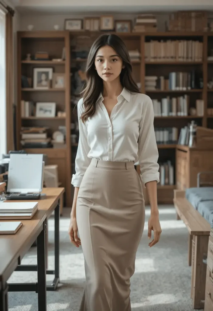 Pencil Skirt with Lightweight Blouse