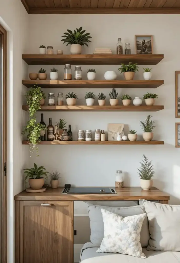 Open Wooden Shelving