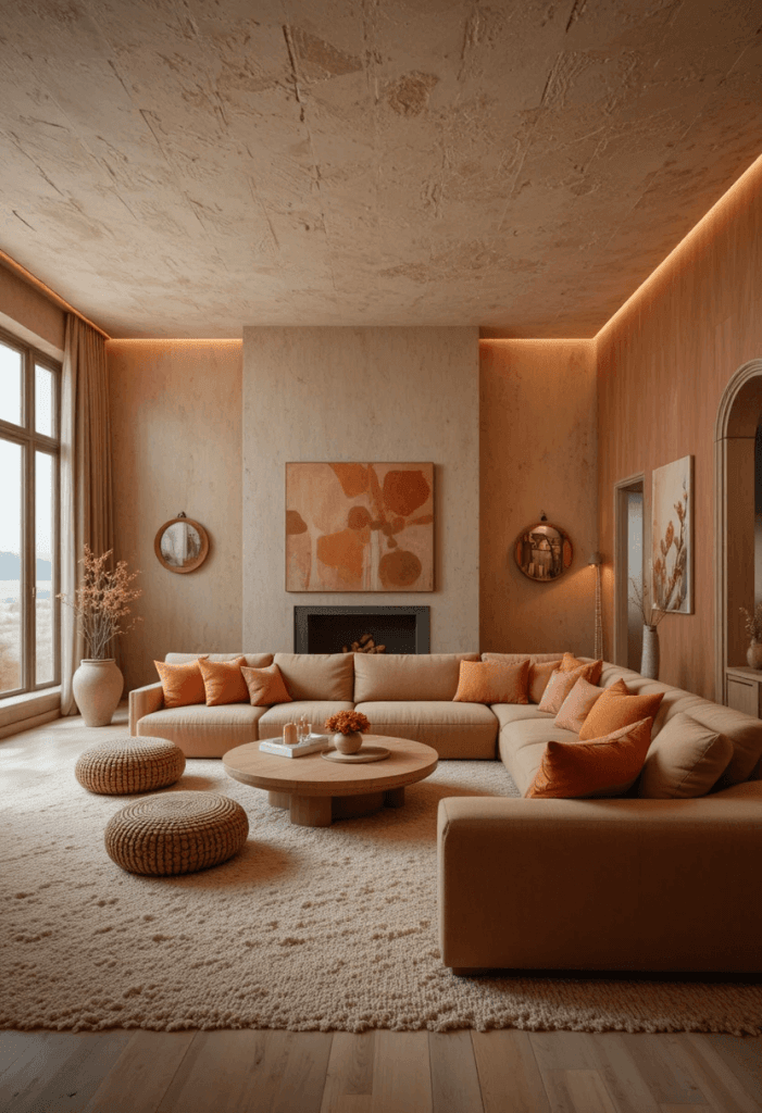 Earth-Tone Neutral Living Room Design