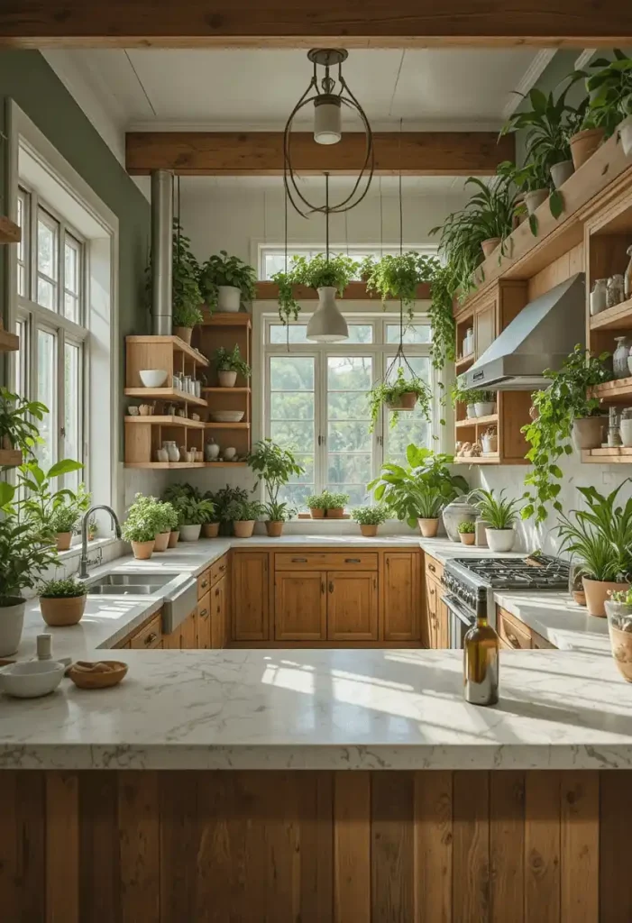 Greenery-Filled Cozy Kitchen Corner