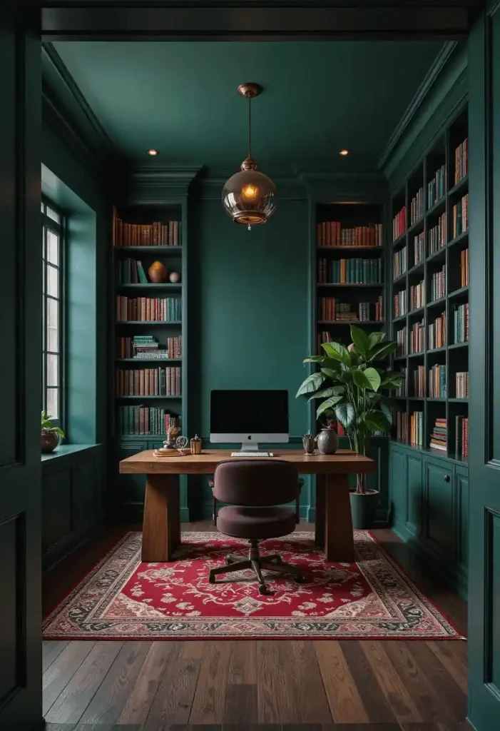 Dark Painted Walls in Forest Green or Charcoal