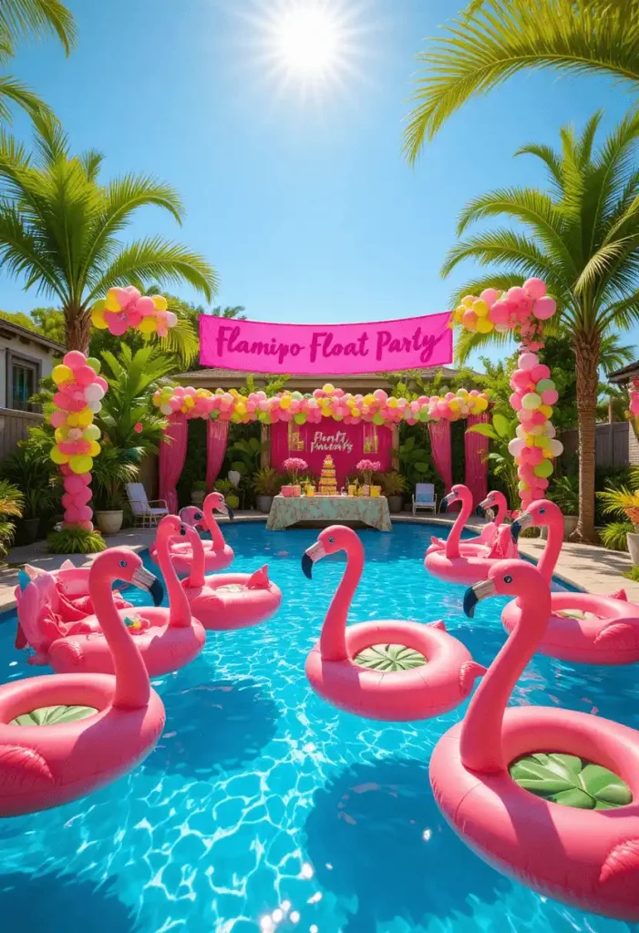 Tropical Flamingo Float Theme