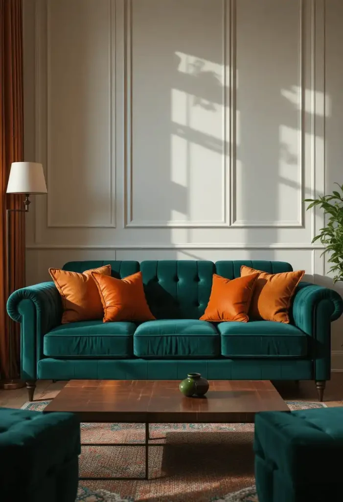 Deep Navy or Forest Green Upholstery