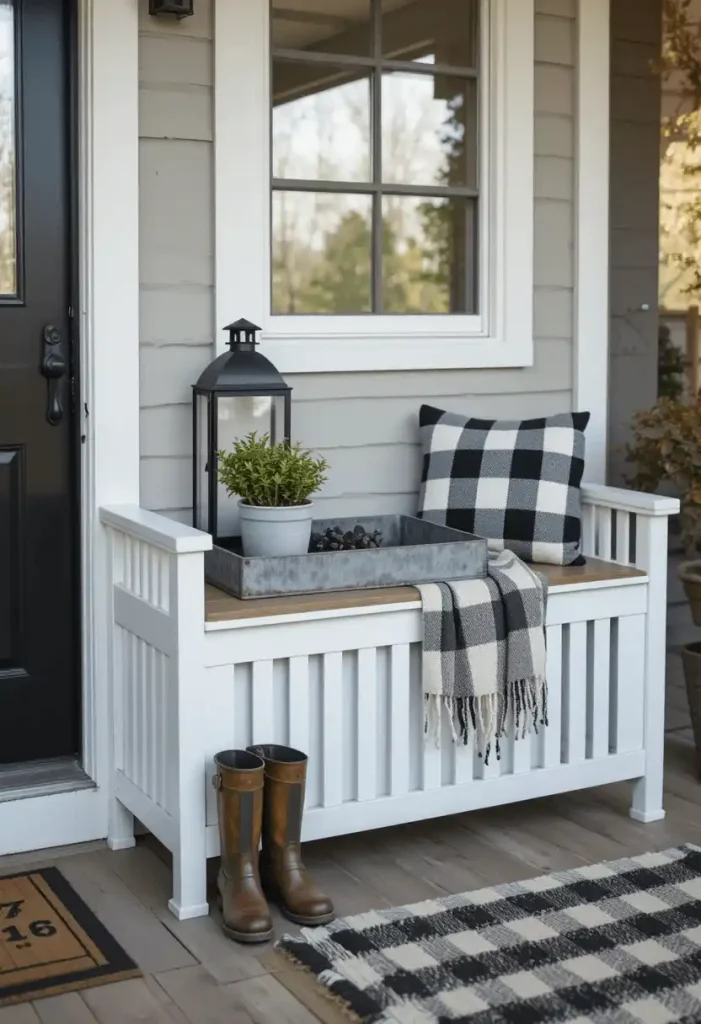 Add a Wooden Bench with Farmhouse Storage