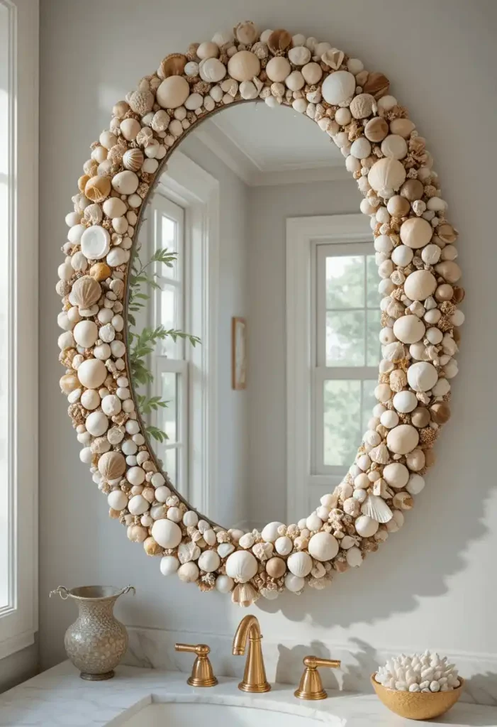 Shell-Framed Decorative Mirror