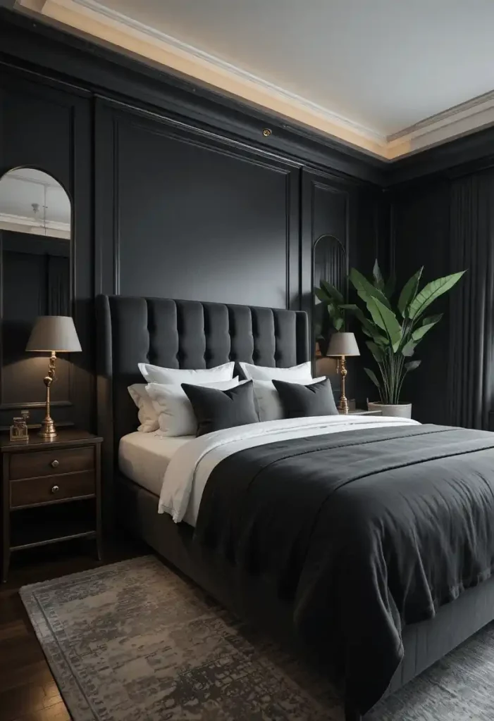 Black Bedroom With Cocooning Elegance