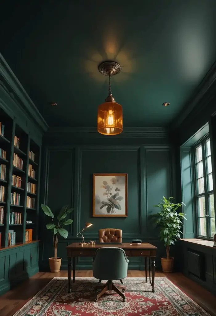 Dark Ceiling with Warm Pendant Light