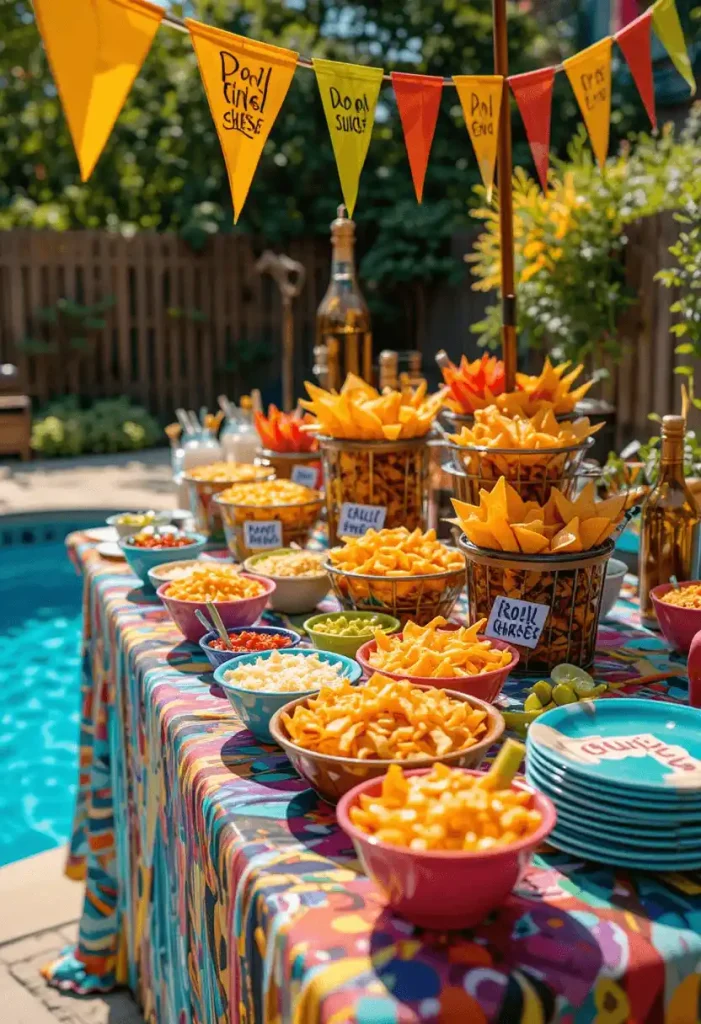 Taco and Nacho Pool Bar Food Station