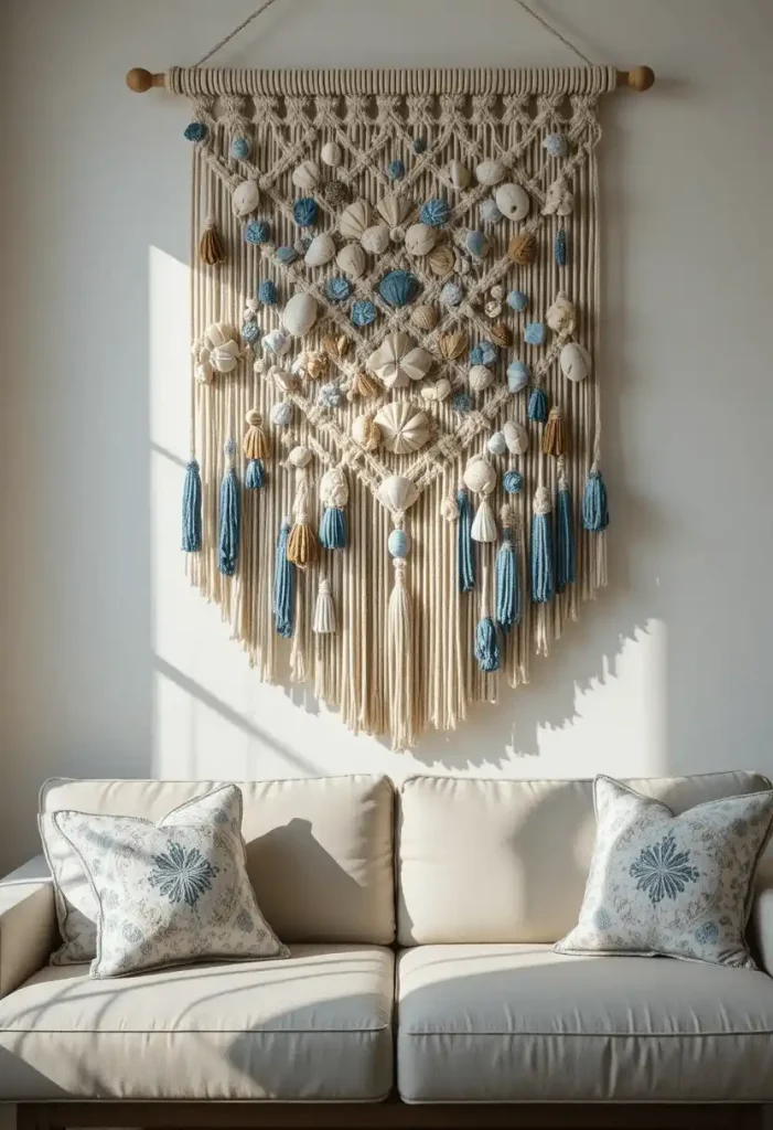Macramé Wall Hanging with Ocean Details
