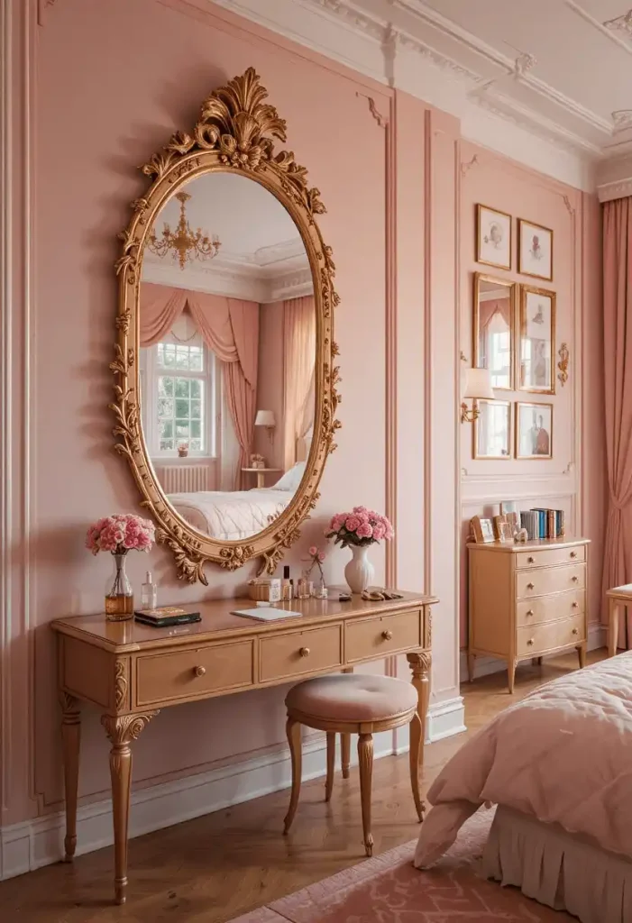 Ornate Gold or Rose Gold Mirror