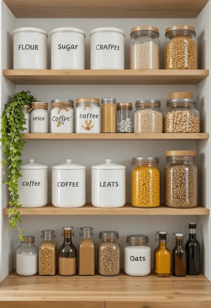 Organize with Matching Containers and Clear Jars