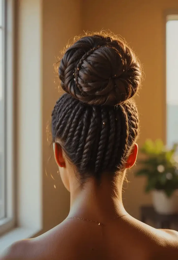 Cornrow Updo with Bun