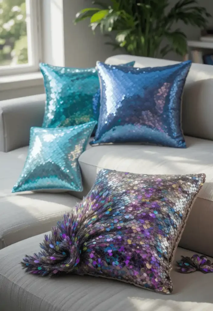 Iridescent Sequin Throw Pillows