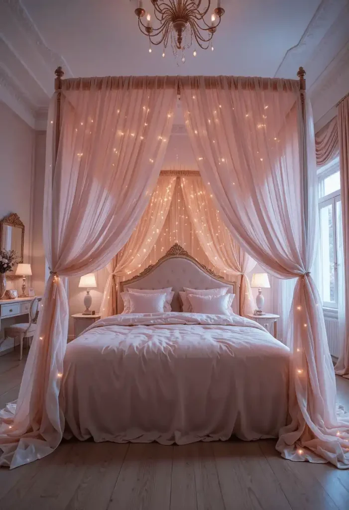 Sheer Pink Bed Canopy