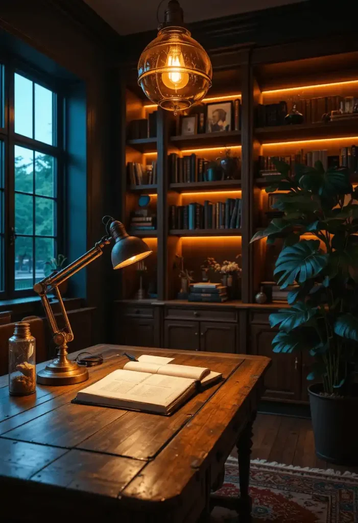 Warm Ambient Lighting with Vintage Desk Lamp