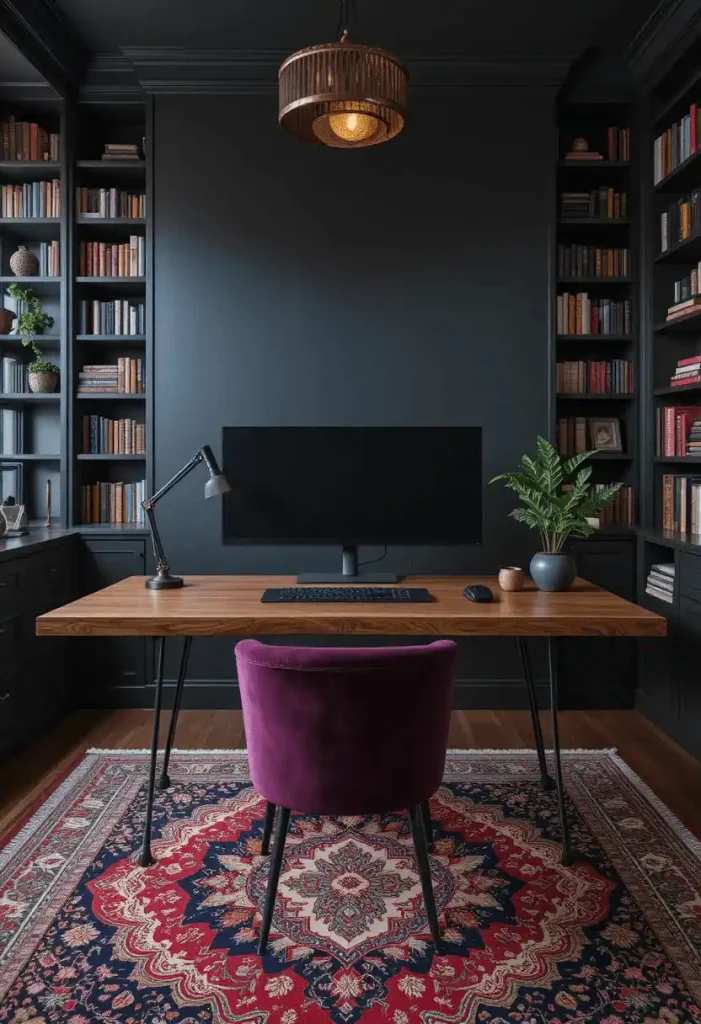 A Statement Desk in Solid Dark Wood or Black Steel
