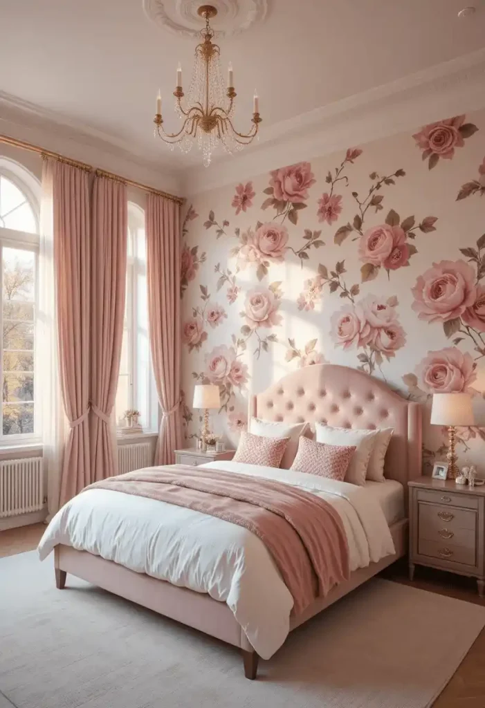 Dusty Pink Floral Wallpaper