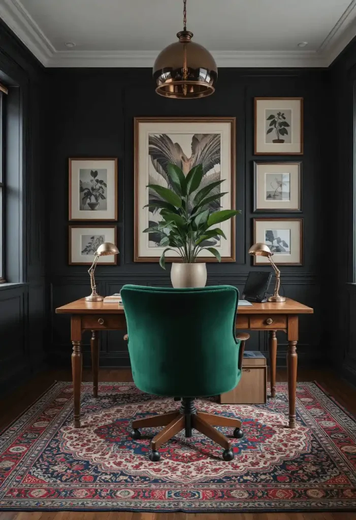 Deep Jewel-Toned Velvet Office Chair