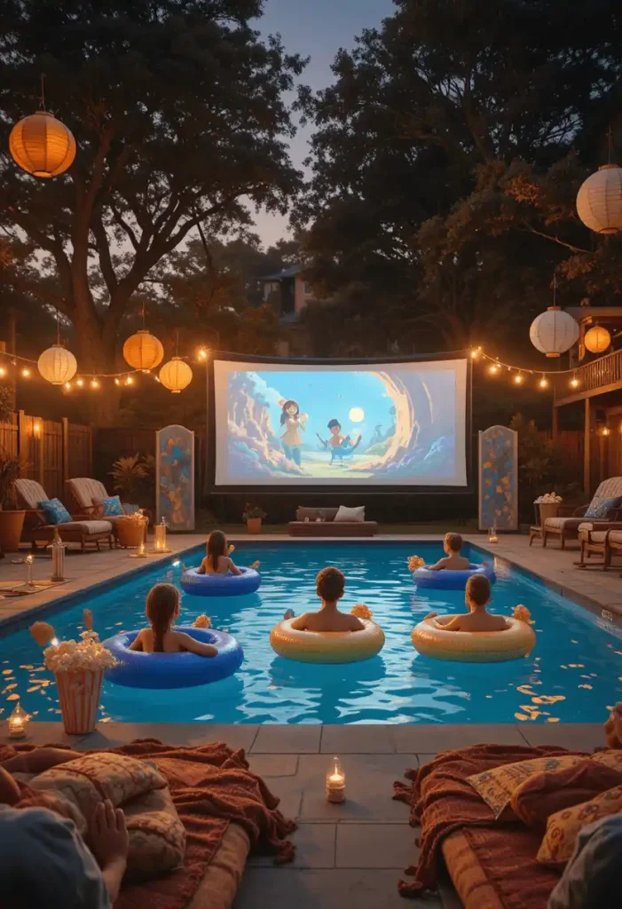 Outdoor Movie Night Pool Party