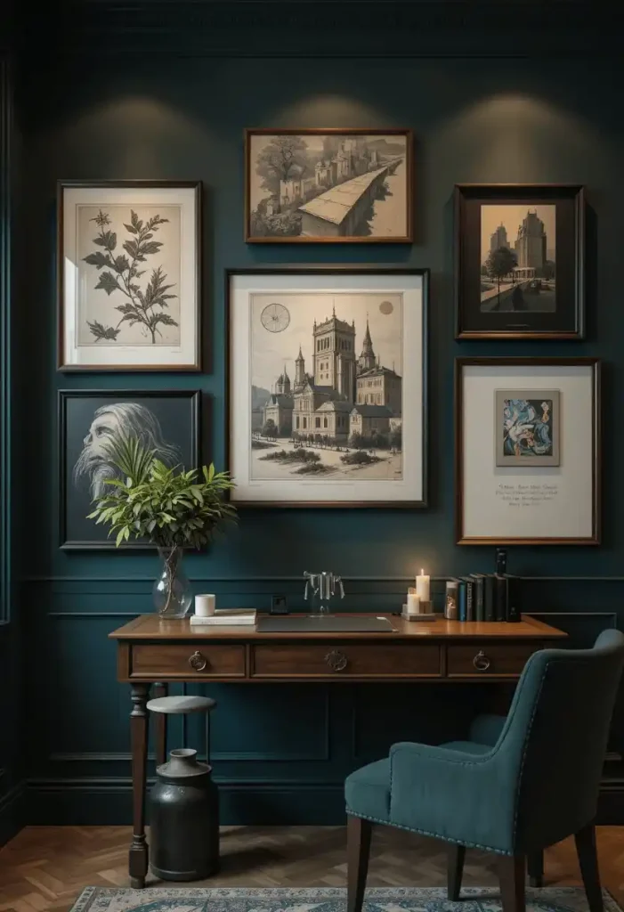 Gallery Wall of Dark Academic Art and Prints