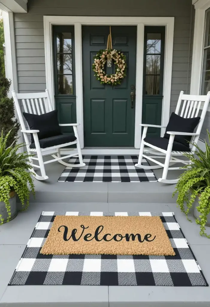 Layer a Farmhouse-Style Doormat and Rug