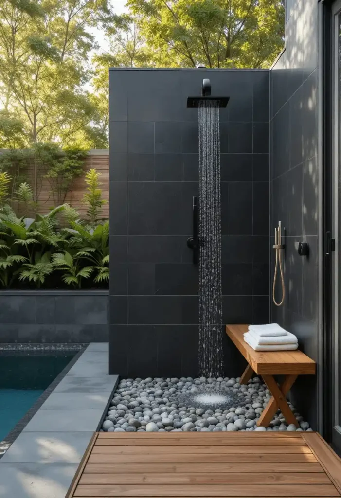 Deck with Outdoor Shower Feature