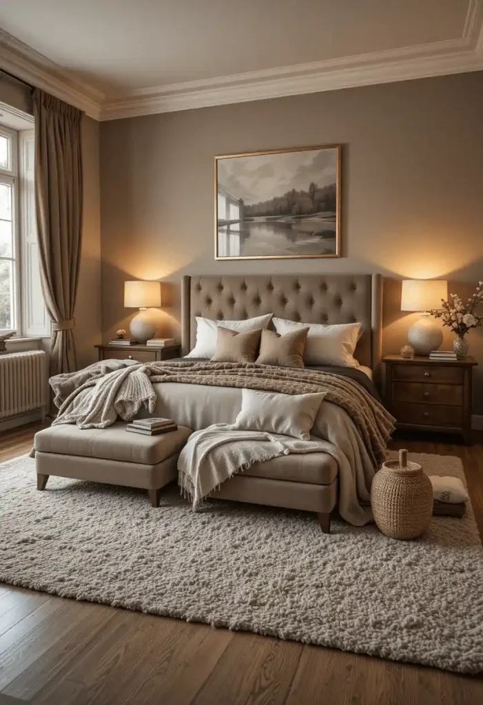 Cozy Couples Bedroom With Warm Texture