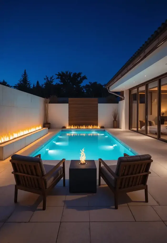 Small Pool Deck with Fire Feature